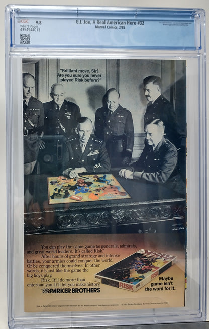 G.I. JOE A REAL AMERICAN HERO #32 - MARVEL 1985 - CGC 9.8 - 1ST APP OF RECONDO, BLOWTORCH, RIP-CORD, LADY JANE