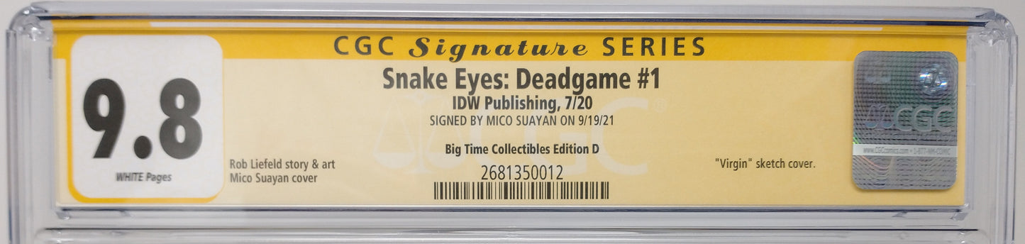 SNAKE EYES: DEADGAME #1 - IDW 2020 - CGC 9.8 NM/MT - VARIANT SIGNED MICO SUAYAN