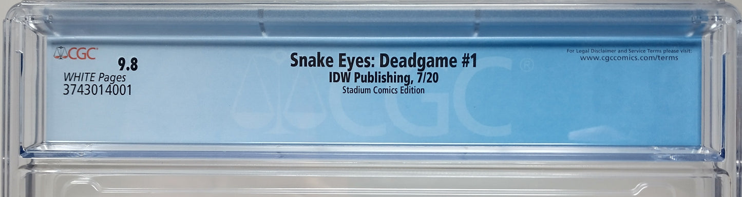 SNAKE EYES: DEADGAME #1 - IDW 2020 - CGC 9.8 NM/MT - HOMAGE VARIANT