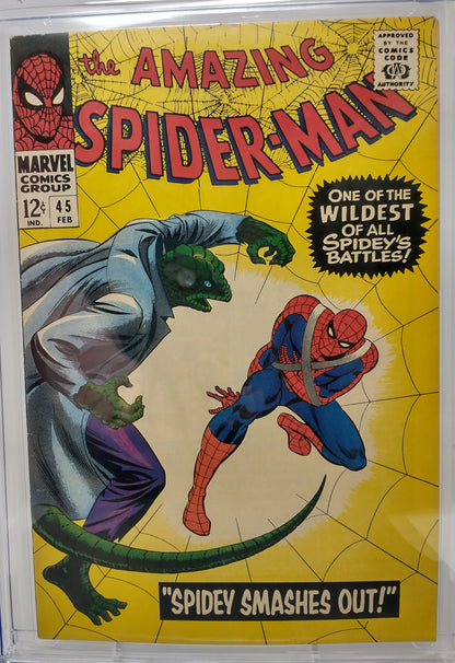 AMAZING SPIDER-MAN #45 - MARVEL 1967 - CGC 7.5 VF- - 3RD LIZARD APPEAREANCE