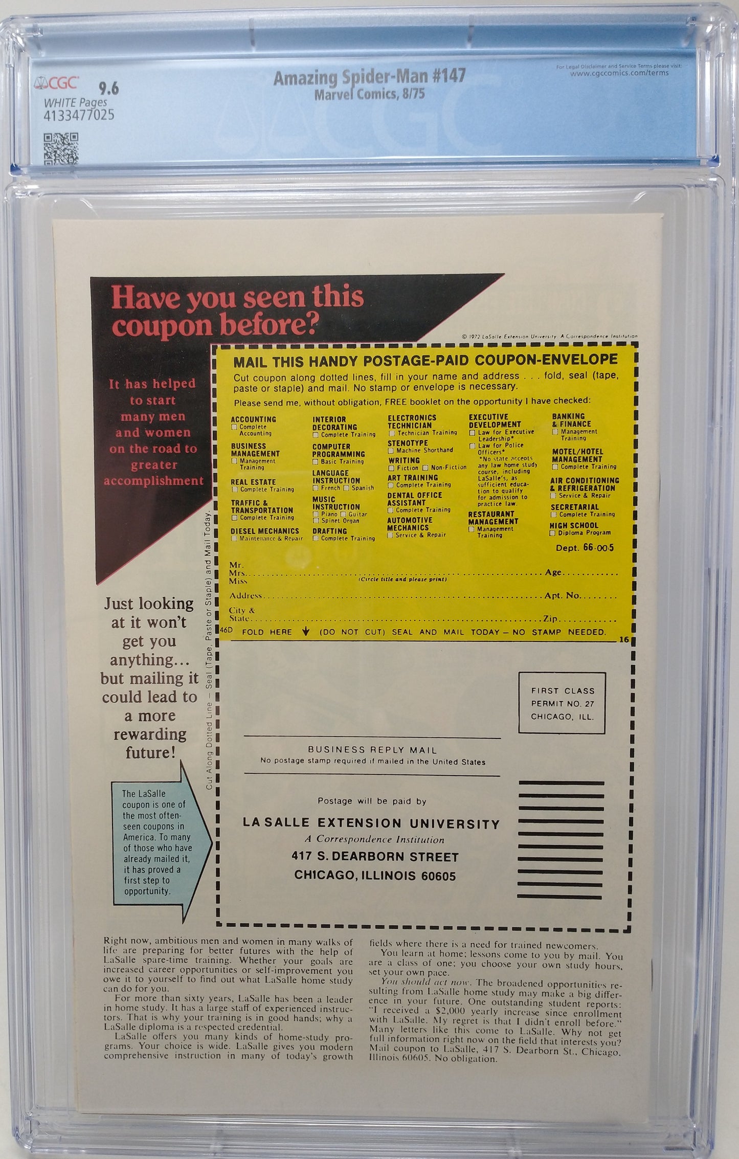 AMAZING SPIDER-MAN #147 - MARVEL 1975 - CGC 9.6 - GEWN STACY CLONE APPEARANCE