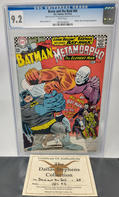 BRAVE AND THE BOLD #68 - DC 1966 - CGC 9.2 NM- - 6TH RIDDLER, DALLAS STEPHENS PEDIGREE