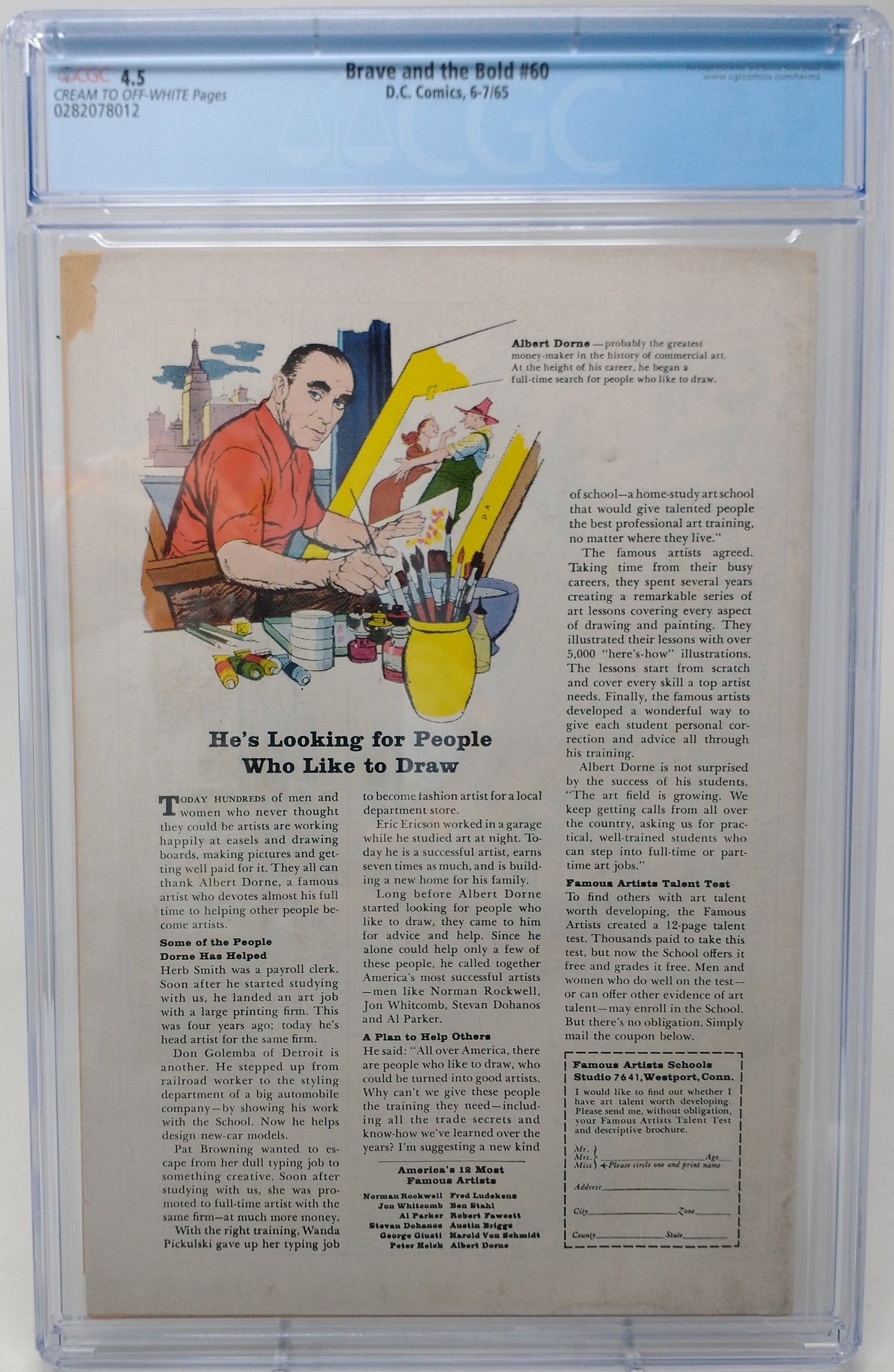 BRAVE AND THE BOLD #60 - DC 1965 - CGC 4.5 VG+ - 1ST DONNA TROY WONDER GIRL APPEARANCE