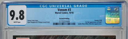 VENOM #3 - MARVEL 2018 - CGC 9.8 - 1ST FULL KNULL APPEARANCE, 2ND PRINT