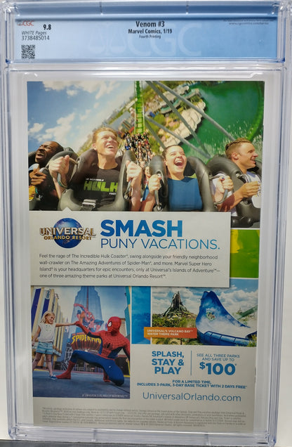 VENOM #3 - MARVEL 2018 - CGC 9.8 - 4TH PRINTING, 1ST FULL KNULL