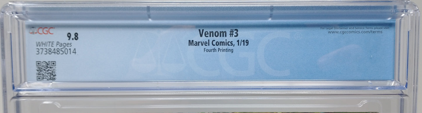 VENOM #3 - MARVEL 2018 - CGC 9.8 - 4TH PRINTING, 1ST FULL KNULL