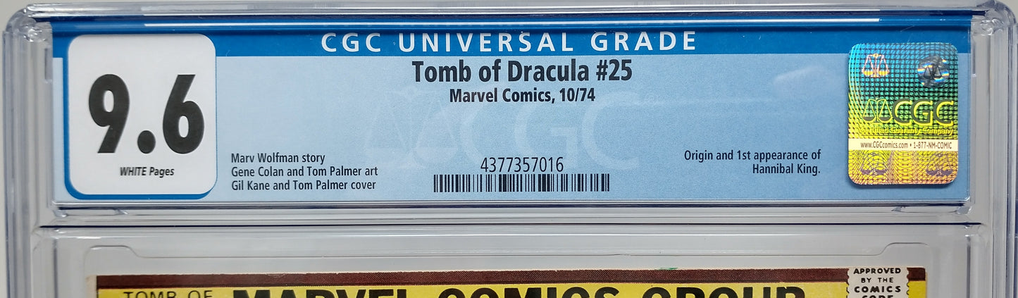 TOMB OF DRACULA #25 - MARVEL 1974 - CGC 9.6 - 1ST HANNIBAL KING APPEARANCE