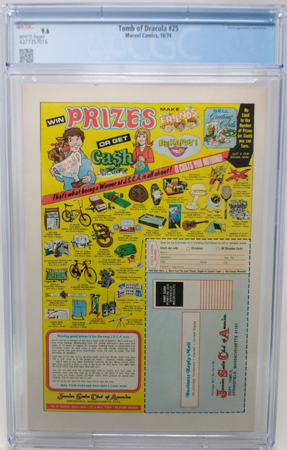 TOMB OF DRACULA #25 - MARVEL 1974 - CGC 9.6 - 1ST HANNIBAL KING APPEARANCE