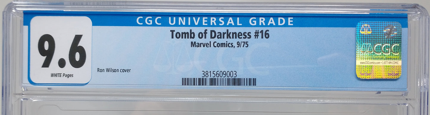 TOMB OF DARKNESS #16 - MARVEL 1975 - CGC 9.6 - RON WILSON COVER