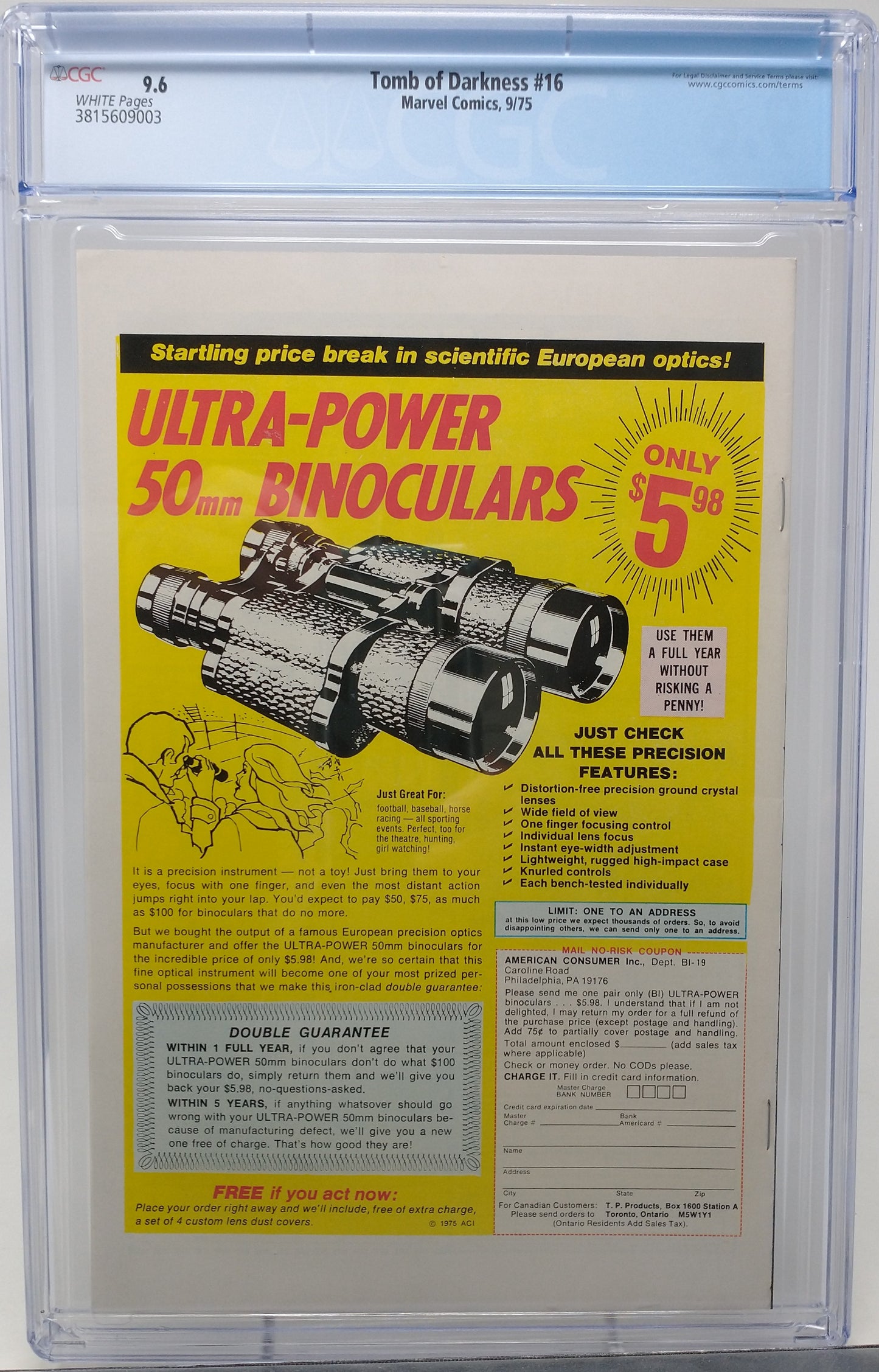 TOMB OF DARKNESS #16 - MARVEL 1975 - CGC 9.6 - RON WILSON COVER