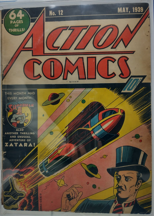 ACTION COMICS #12 - DC 1939 - CGC 3.0 - DETECTIVE COMICS AD