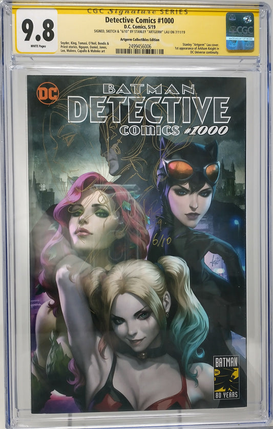 DETECTIVE COMICS #1000 - DC 2019 - CGC 9.8 - ARTGERM SIGNED SKETCH WEBSTORE EXC.