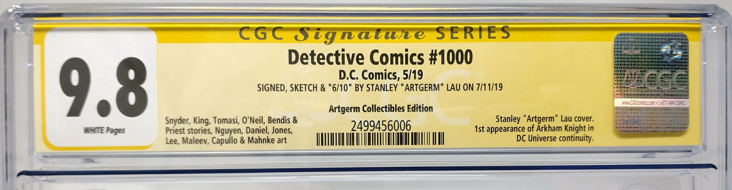 DETECTIVE COMICS #1000 - DC 2019 - CGC 9.8 - ARTGERM SIGNED SKETCH WEBSTORE EXC.