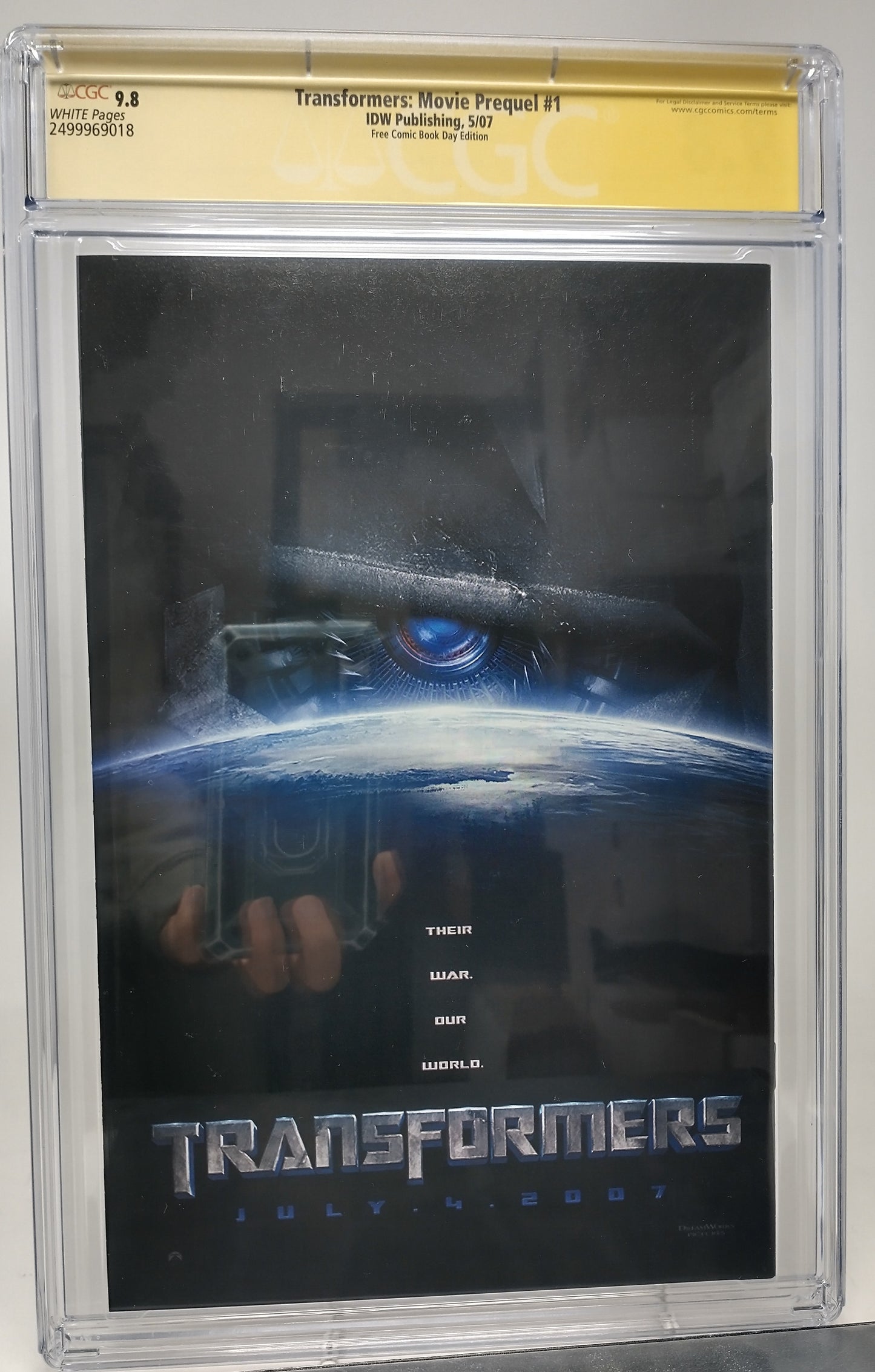 TRANSFORMERS: MOVIE PREQUEL #1 - IDW 2007 - CGC 9.8 - PETER CULLEN SIGNED