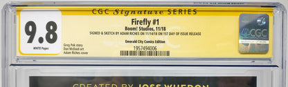 FIREFLY #1 - BOOM STUDIO 2018 - CGC 9.8 - SIGNED AND SKETCH BY NEIL ADAMS