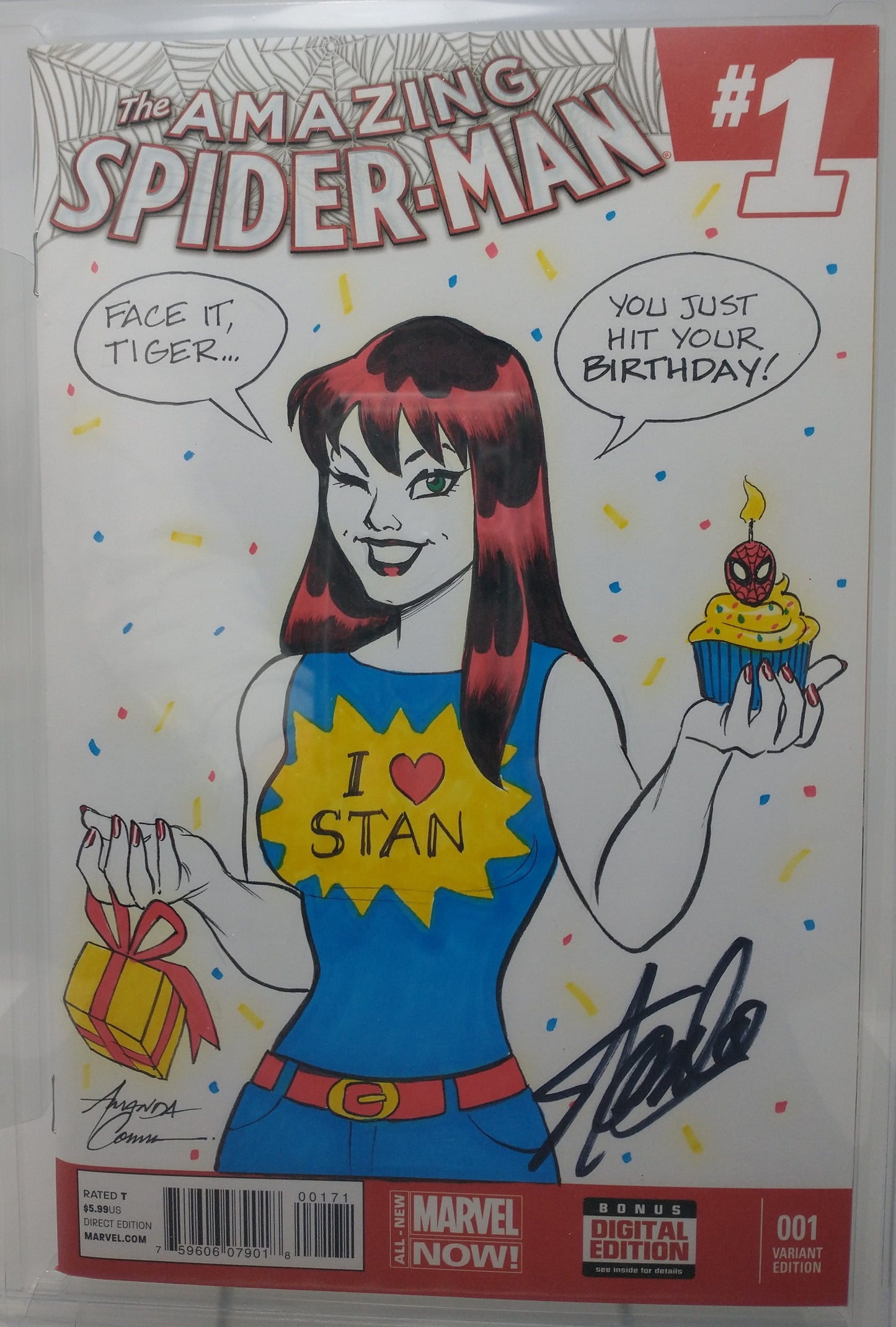 AMAZING SPIDER-MAN #1 - MARVEL 2014 - CGC 9.8 - SKETCH COVER BY AMANDA CONNER