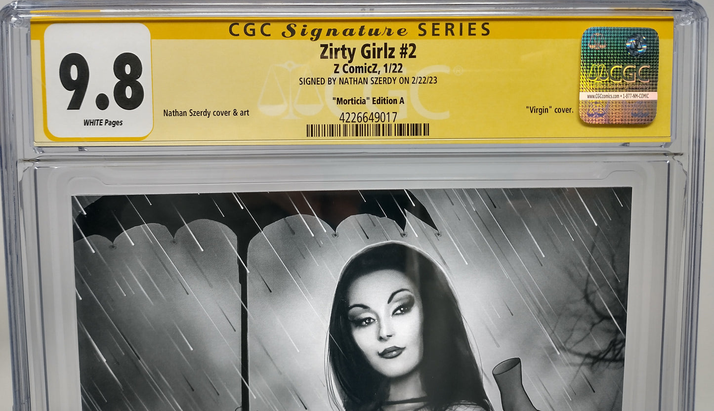 ZIRTY GIRLZ #2 - Z COMICZ 2022 - CGC 9.8 - MORTICIA CVR SIGNED NATHAN SZERDY