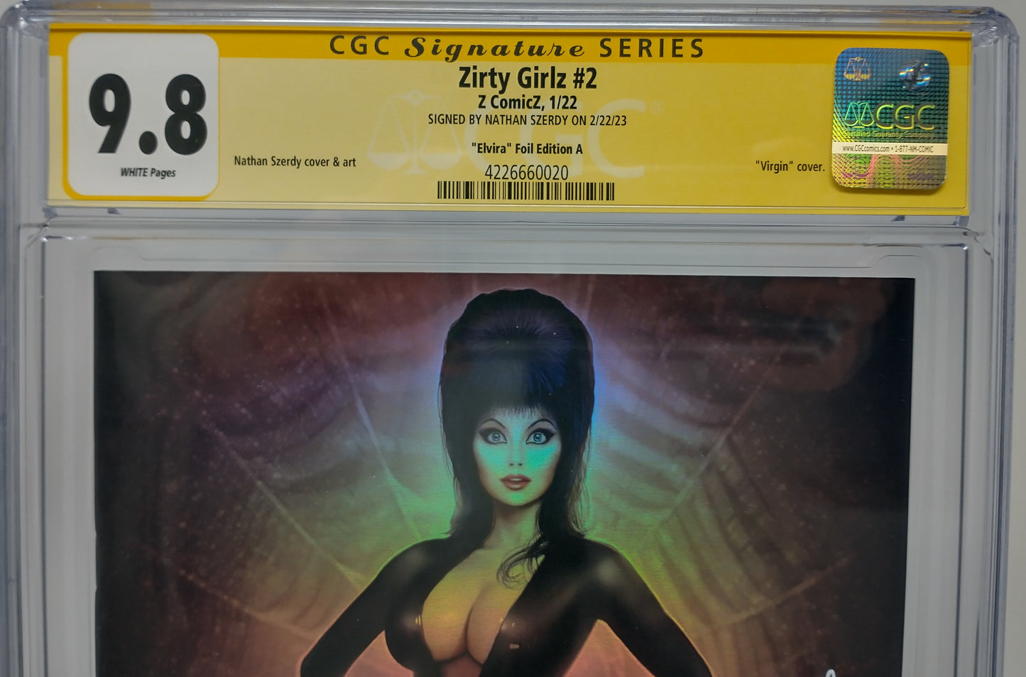 ZIRTY GIRLZ #2 - Z COMICZ 2022 - CGC 9.8 - ELVIRA FOIL CVR NATHAN SZERDY SIGNED