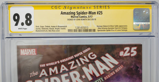 AMAZING SPIDER-MAN #25 - MARVEL 2017 - CGC 9.8 - SIGNED JOHN ROMITA