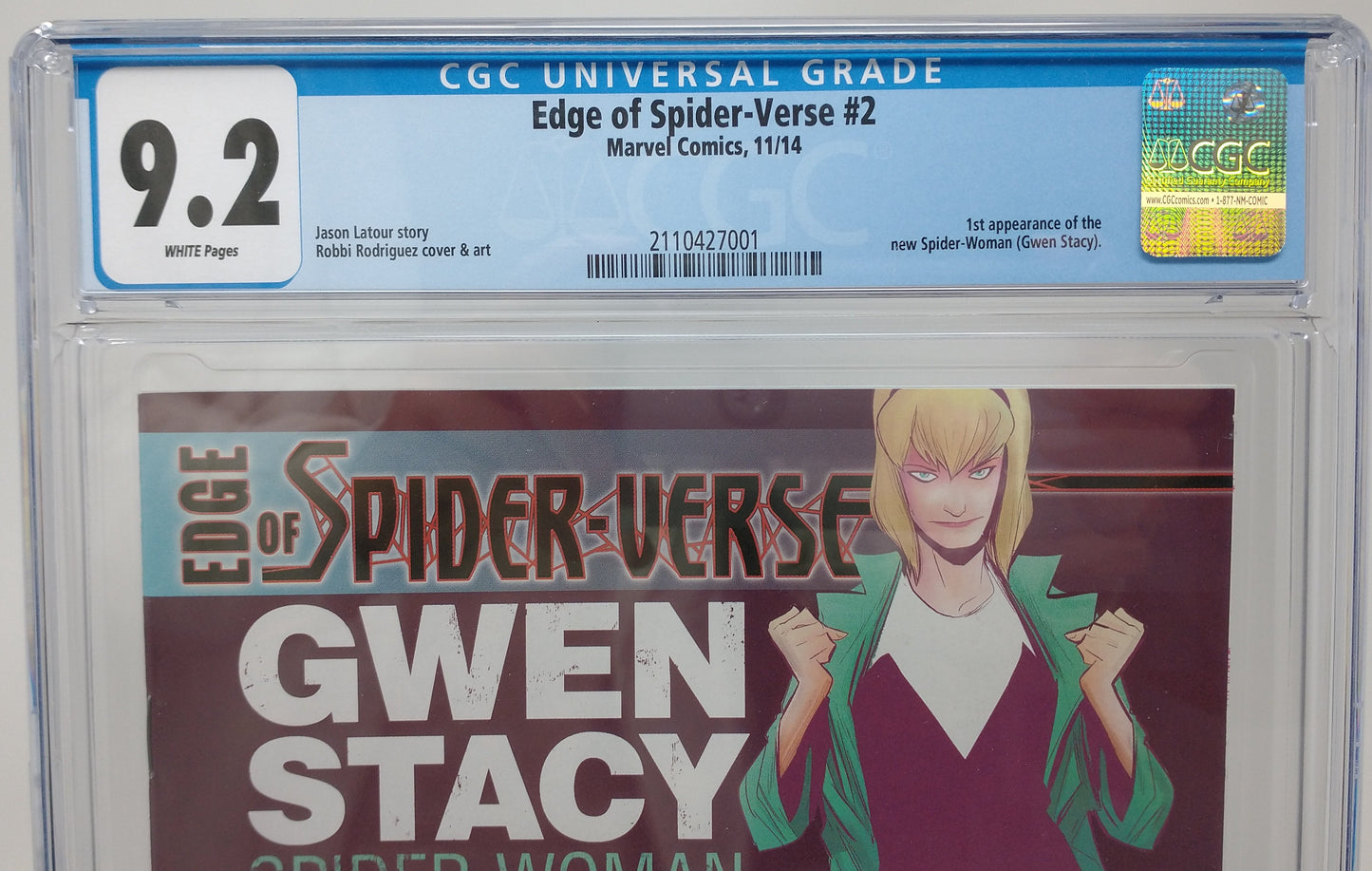 EDGE OF THE SPIDER-VERSE #2 - MARVEL 2014 - CGC 9.2 - 1ST SPIDER-GWEN