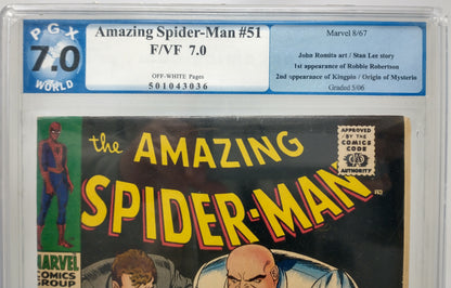 AMAZING SPIDER-MAN #51 - MARVEL 1967 - PGX 7.0 - 2ND KINGPIN & 1ST ROBBI ROBERTSON