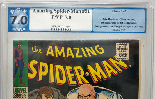AMAZING SPIDER-MAN #51 - MARVEL 1967 - PGX 7.0 - 2ND KINGPIN & 1ST ROBBI ROBERTSON