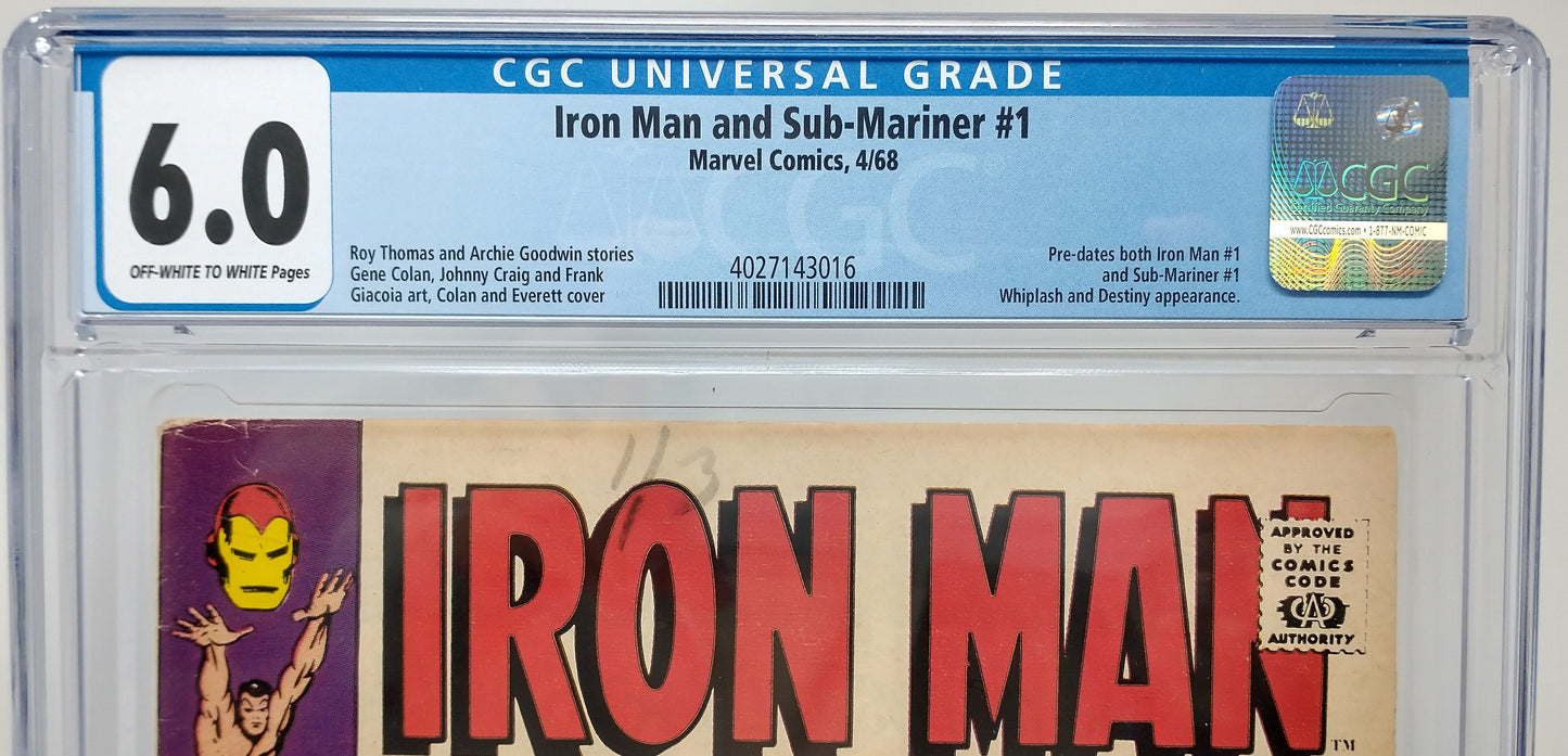 IRON MAN AND SUB-MARINER #1 - MARVEL 1968 - CGC 6.0 - PRELUDE TO IRON MAN #1
