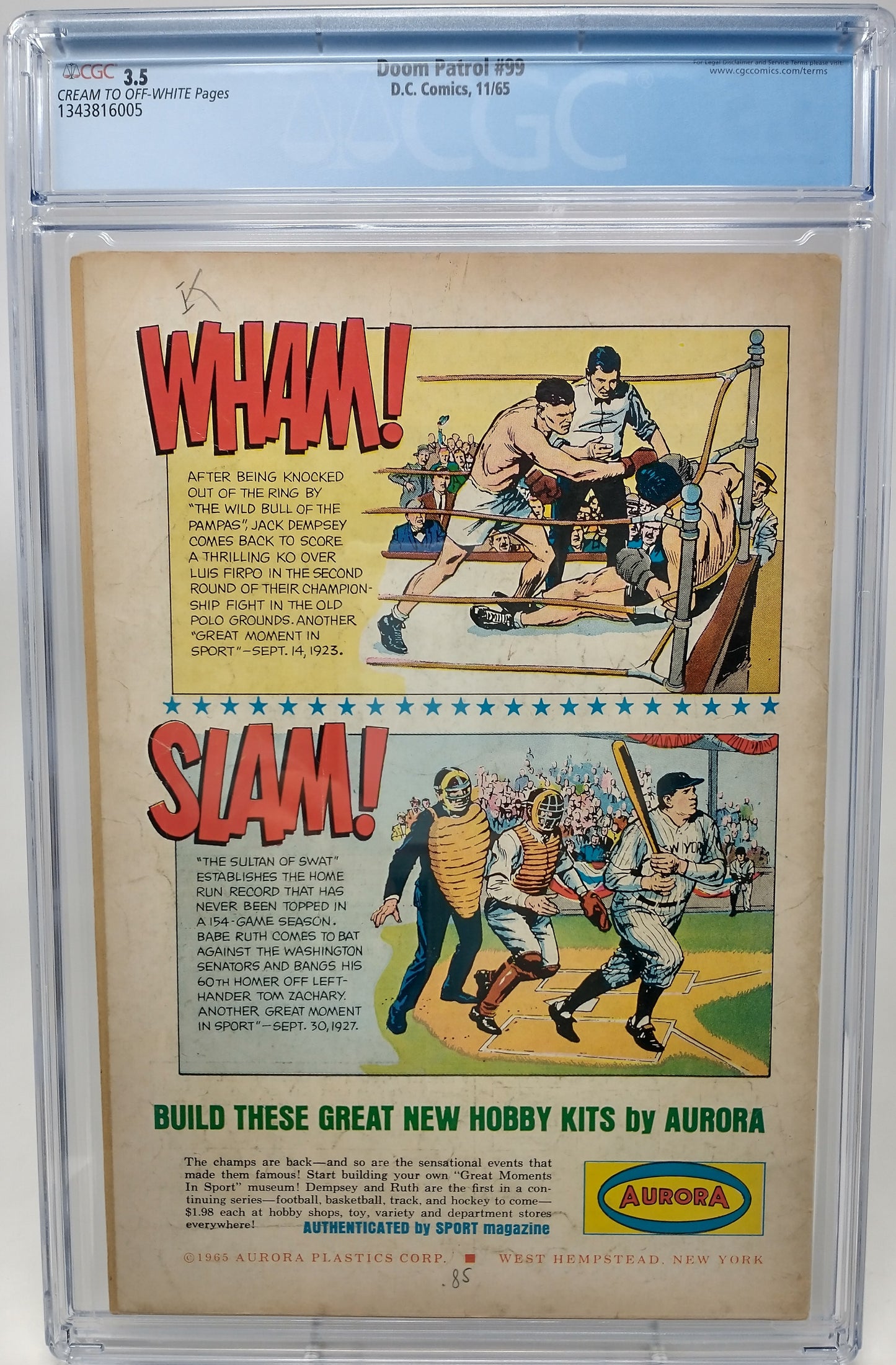 DOOM PATROL #99 - DC COMICS 1965 - CGC 3.5 - 1ST BEAST BOY