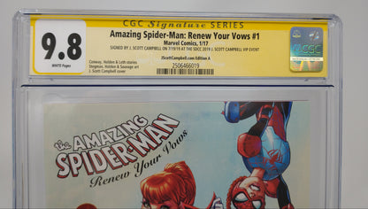 AMAZING SPIDER-MAN: RENEW YOU VOWS #1 - MARVEL 2017 - CGC 9.8 - SIGNED J SCOTT CAMBELL