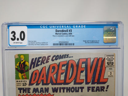 DAREDEVIL #3 - MARVEL 1964 - CGC 3.0 - 1ST OWL APPEARANCE