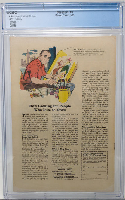 DAREDEVIL #8 - MARVEL 1965 - CGC 6.5 - 1ST STILT-MAN APPEARANCE