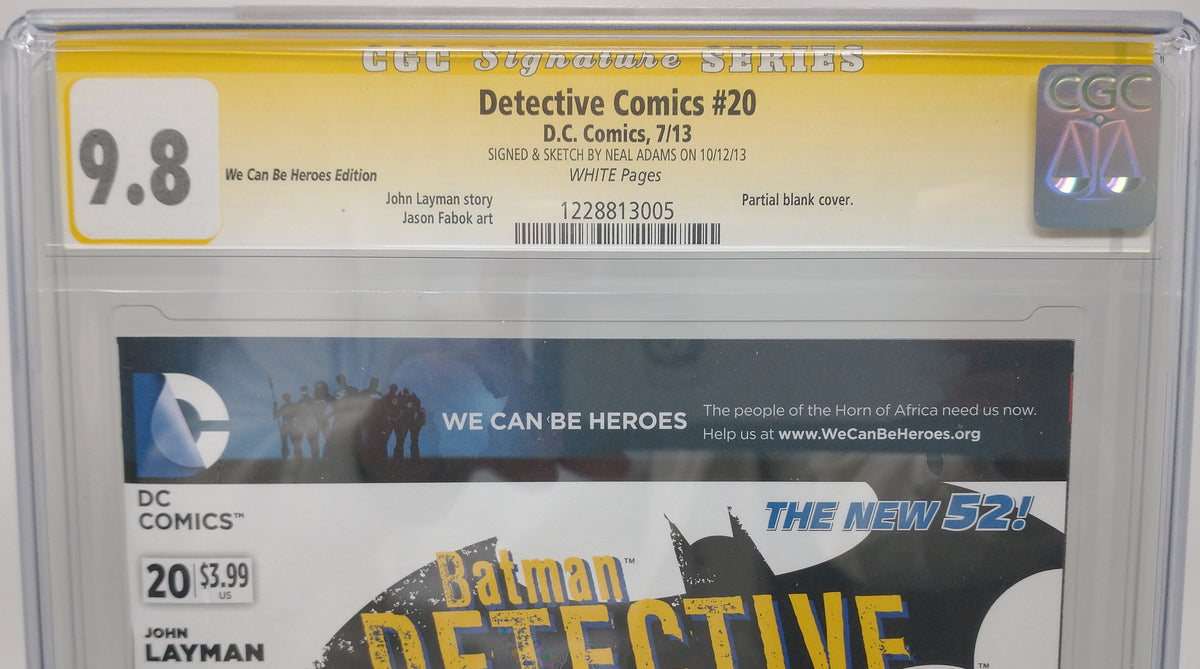 DETECTIVE COMICS #20 - DC 2013 - CGC 9.8 - SIGNED SKETCH BY NEAL ADAMS