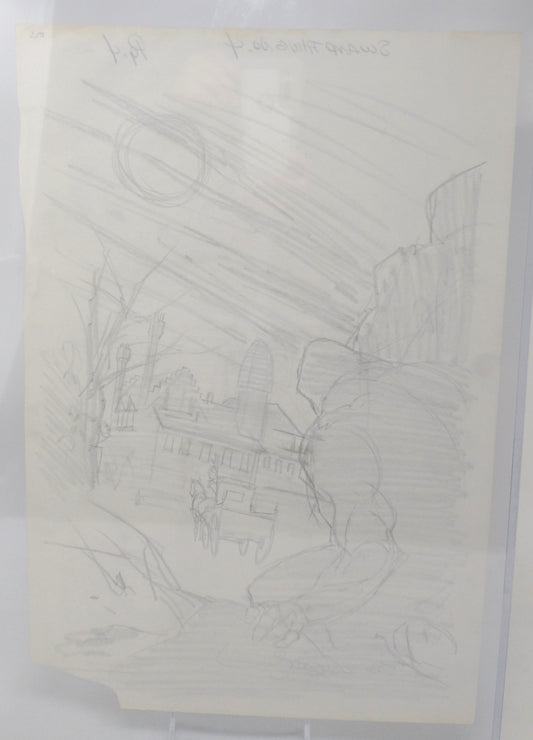 SWAMP THING #4 PRELIMINARY SKETCH BY BERNIE WRIGHTSON ORIGINAL ART