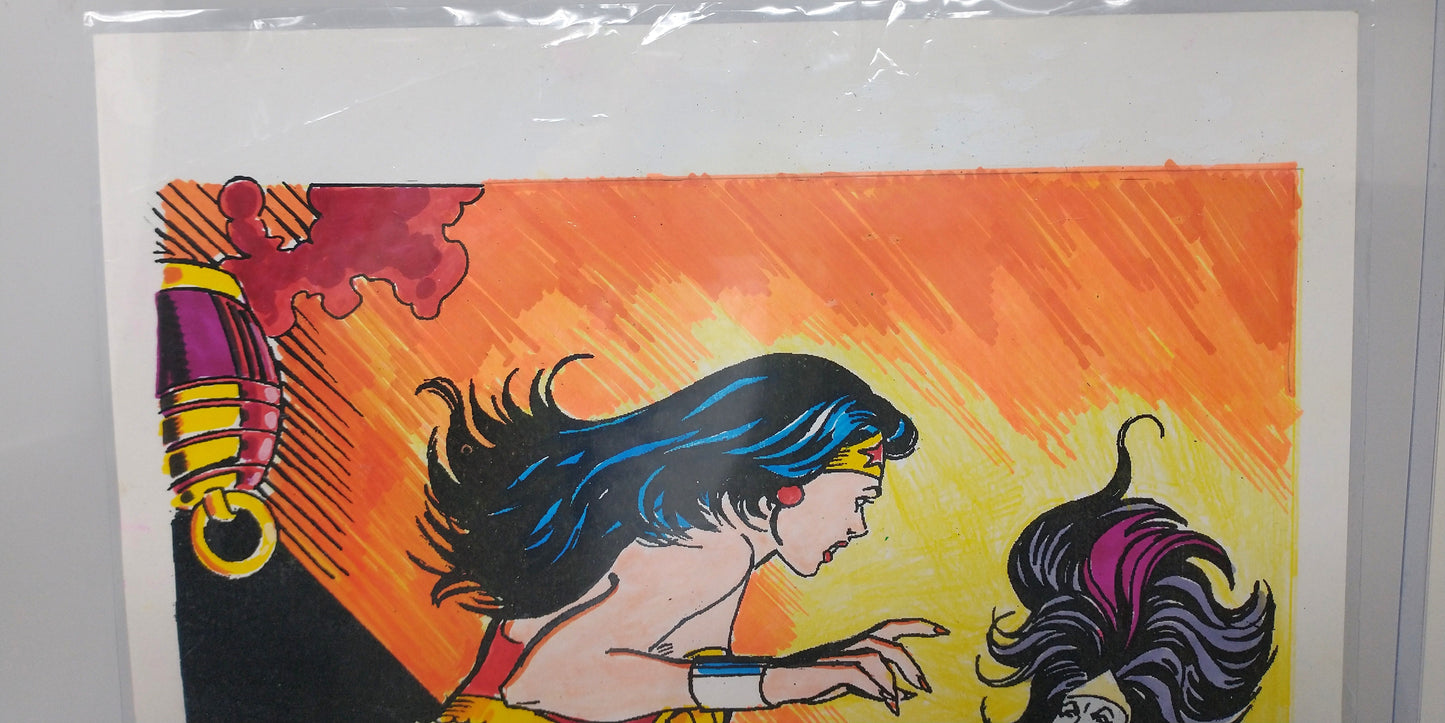 FULL COLOR ORIGINAL WONDER WOMAN SKETCH BY JOSE DELBO