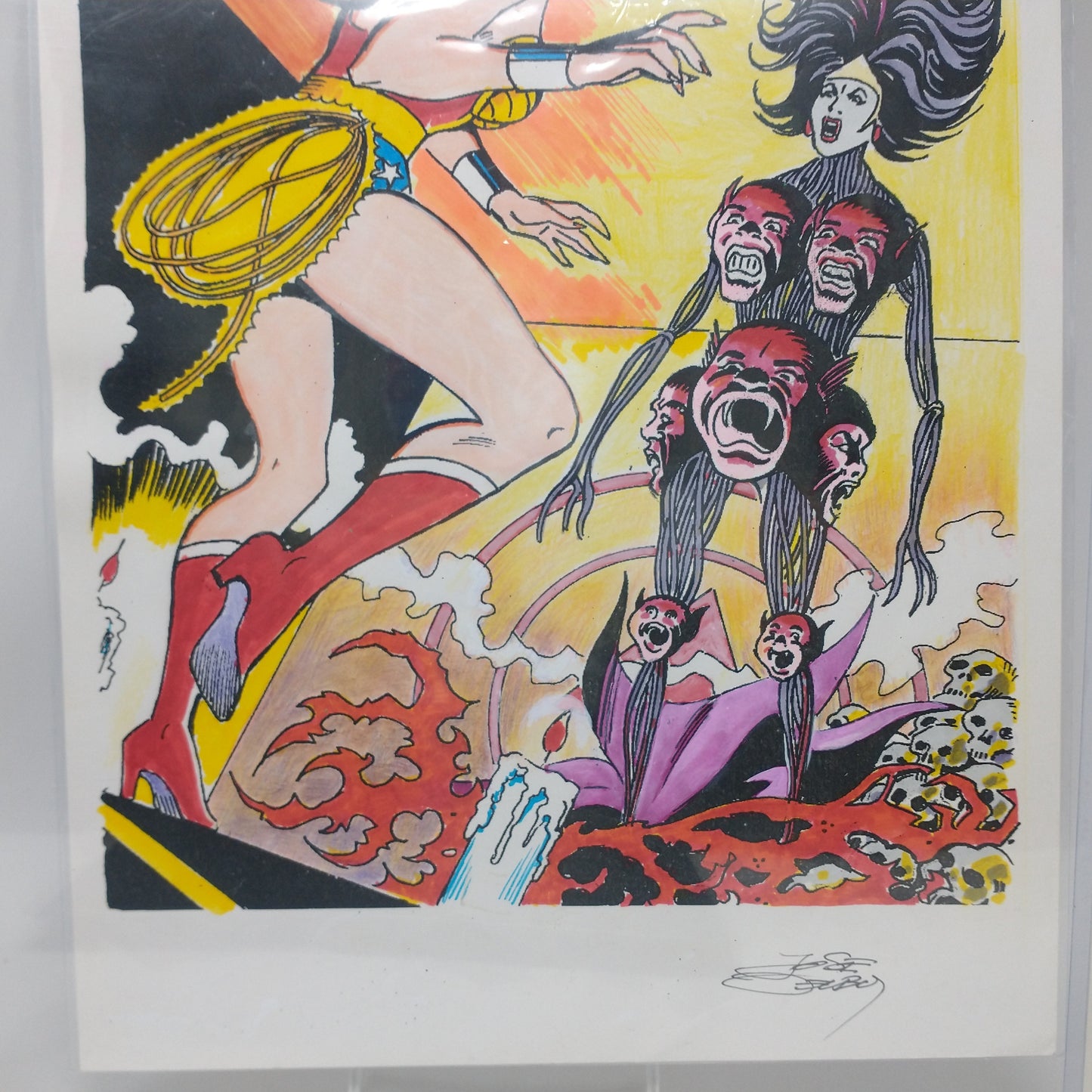 FULL COLOR ORIGINAL WONDER WOMAN SKETCH BY JOSE DELBO