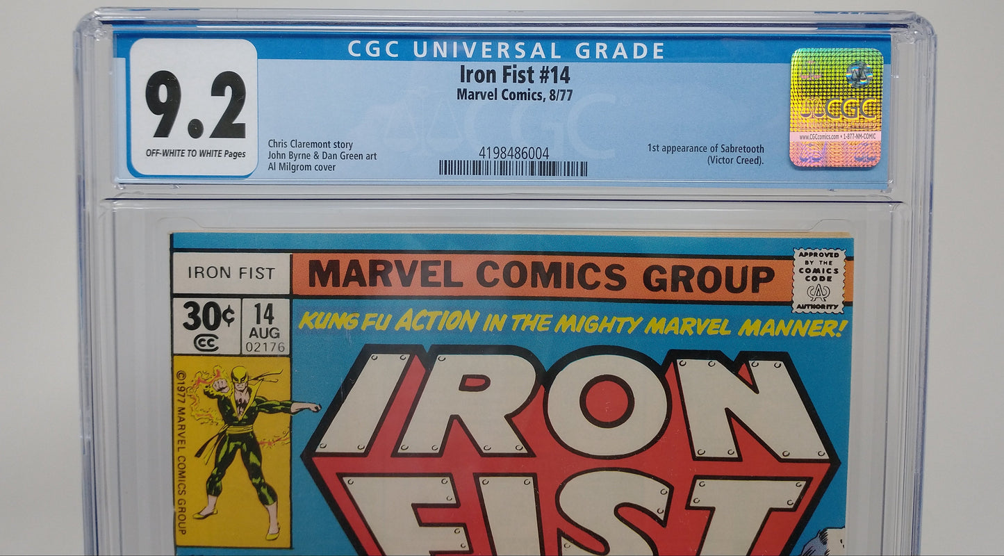 IRON FIST #14 - MARVEL 1977 - CGC 9.2 - FIRST APPEARANCE OF SABERTOOTH