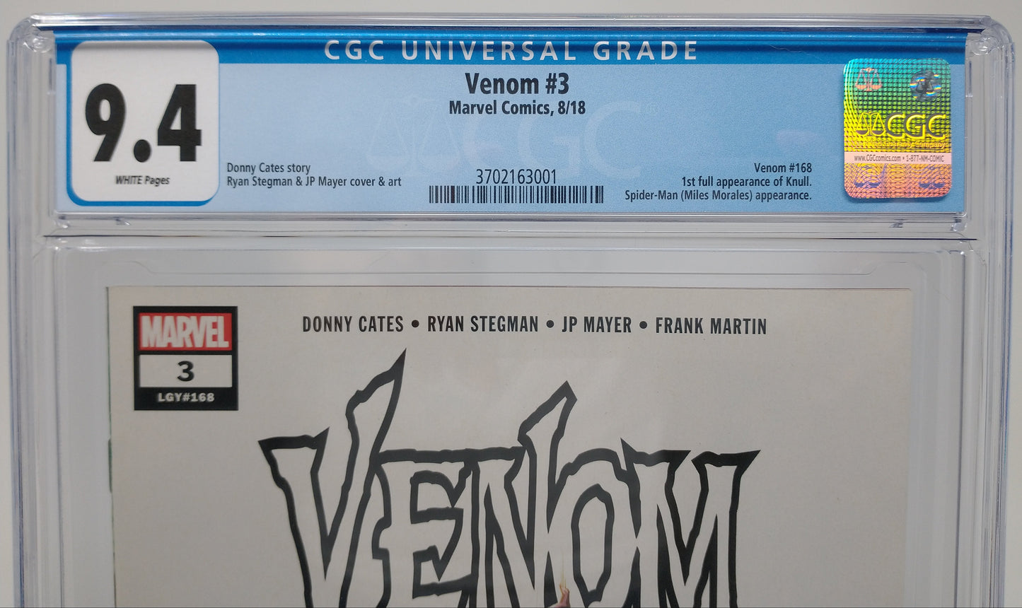 VENOM #3 - MARVEL 2018 - CGC 9.4 - 1ST FULL KNULL