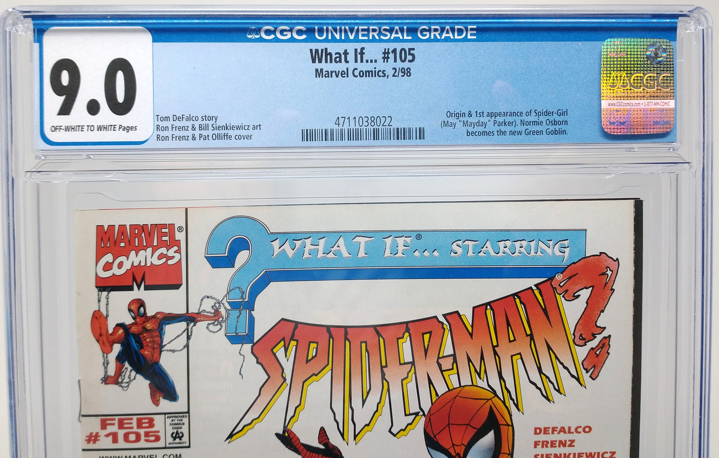 WHAT IF... #105 - MARVEL 1998 - CGC 9.0 - 1ST MAYDAY PARKER & A-NEXT