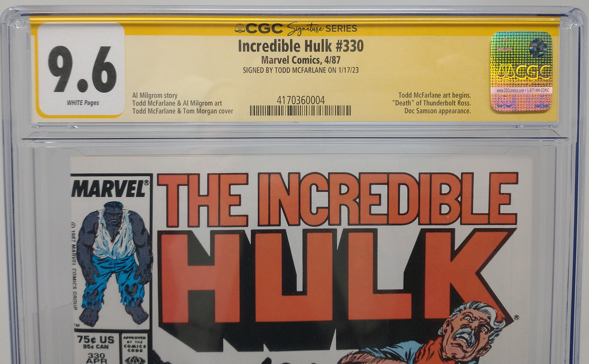 INCREDIBLE HULK #330 - MARVEL 1987 - CGC 9.6 - TODD MCFARLANE SIGNED