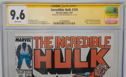 INCREDIBLE HULK #330 - MARVEL 1987 - CGC 9.6 - TODD MCFARLANE SIGNED