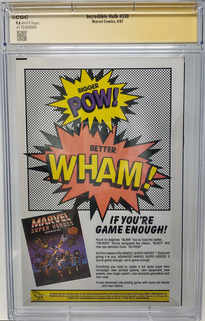 INCREDIBLE HULK #330 - MARVEL 1987 - CGC 9.6 - TODD MCFARLANE SIGNED