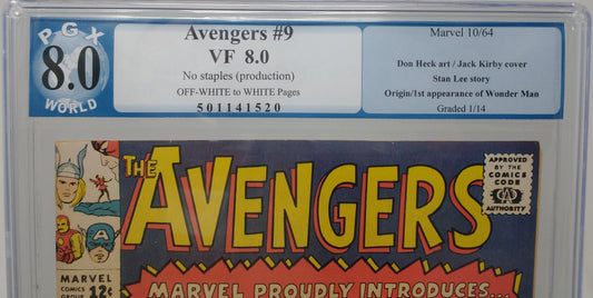 AVENGERS #9 - MARVEL 1964 - PGX 8.0 - 1ST WONDER MAN APPEARANCE