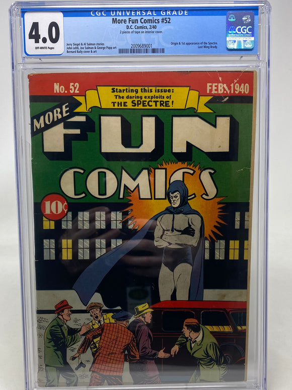 MORE FUN COMICS #52 ~ DC 1940 ~ CGC 4.0 ~ ORIGIN AND 1ST APP OF THE SPECTRE