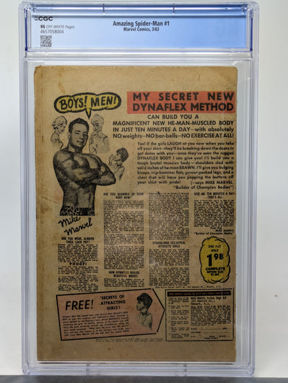 AMAZING SPIDER-MAN #1 - MARVEL 1963 - CGC NG - 2ND SPIDER-MAN, MISSING COVER