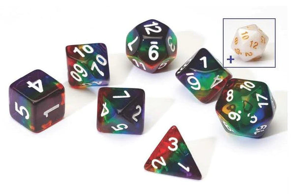 RPG DICE SET 7: RAINBOW TRANSLUCENT RESIN