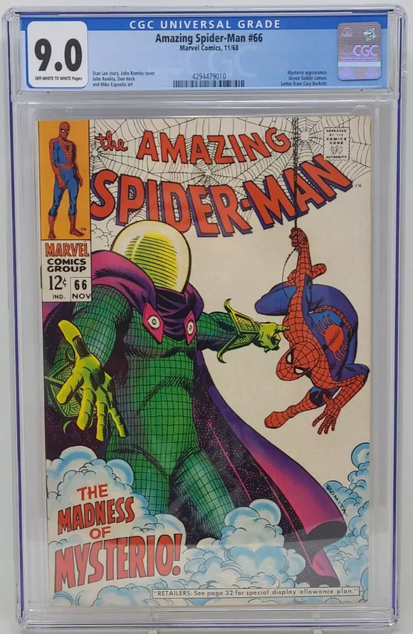 AMAZING SPIDER-MAN #66 ~ MARVEL 1968 ~ CGC 9.0