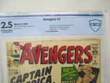 AVENGERS #4 - MARVEL 1964 - CBCS 2.5 GD - 1ST SILVER AGE CAPTAIN AMERICA