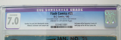 FLASH COMICS #25 - DC 1942 - CGC 7.0 - 2ND HAWKGIRL