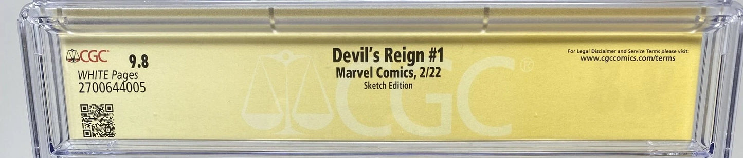 DEVILS REIGN #1 - MARVEL 2022 - CGC 9.8 - FRANK MILLER SKETCH AND SIGNED