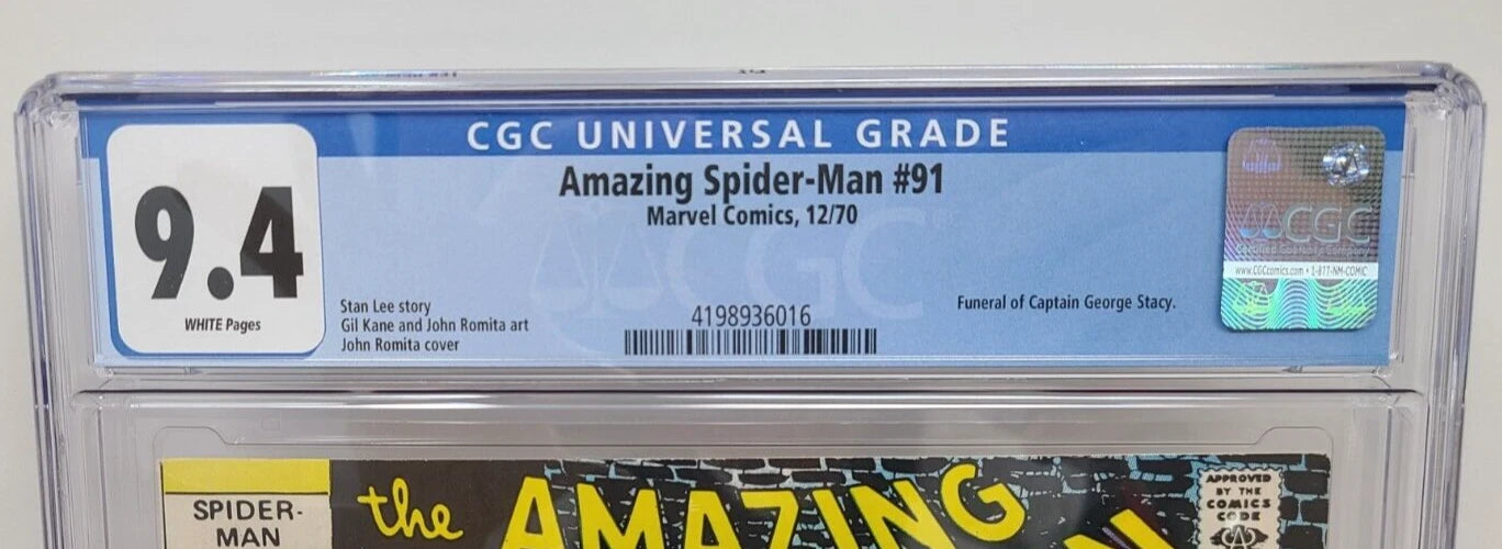 AMAZING SPIDER-MAN #91 - MARVEL 1970 - CGC 9.4 - FUNERAL OF GEORGE STACY
